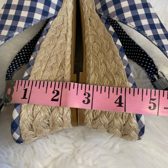 KELLY & KATIE Tamy Gingham Peep Tie espadrille wedge sandal Size 8.5 VVG… - Picture 4 of 10
